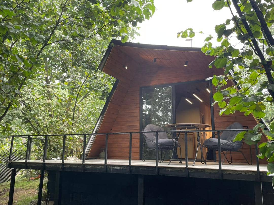 کلبه سوئیسی جنگلی در فیلدم رامسر  نما کلبه