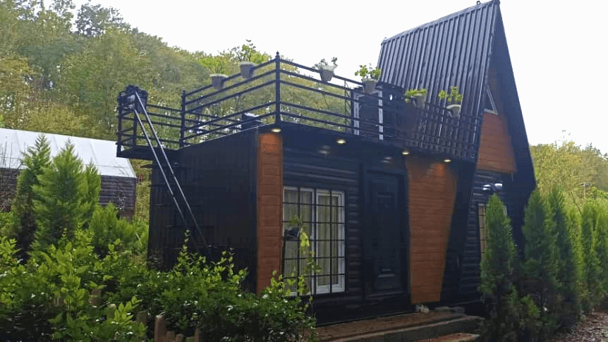 اجاره کلبه سوئیسی جنگلی در روستای سوخته کوه - سانیا  نما کلبه سوئیسی 