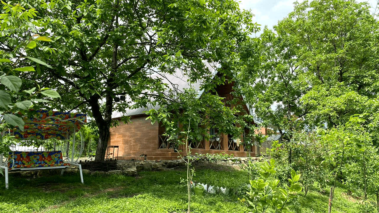 اجاره کلبه سوئیسی جکوزی دار در روستا پنگاپشت شاندرمن ماسال  نما کلبه سوئیسی 