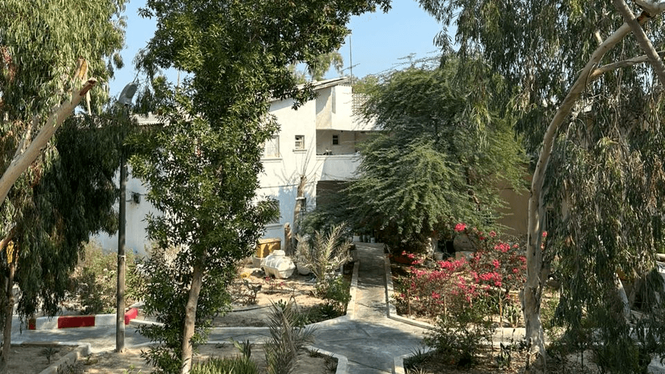 حیاط مشترک بیرون اقامتگاه 