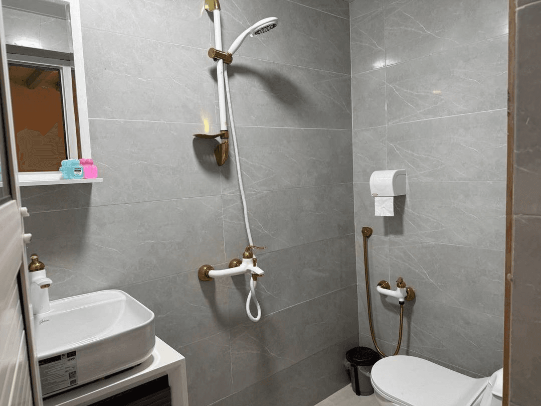 سرویس بهداشتی فرنگی و حمام در اتاق 