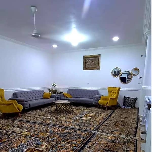 اجاره منزل مبله دوخوابه در پارک بنگسار بندر سیراف بوشهر-همکف210 متری