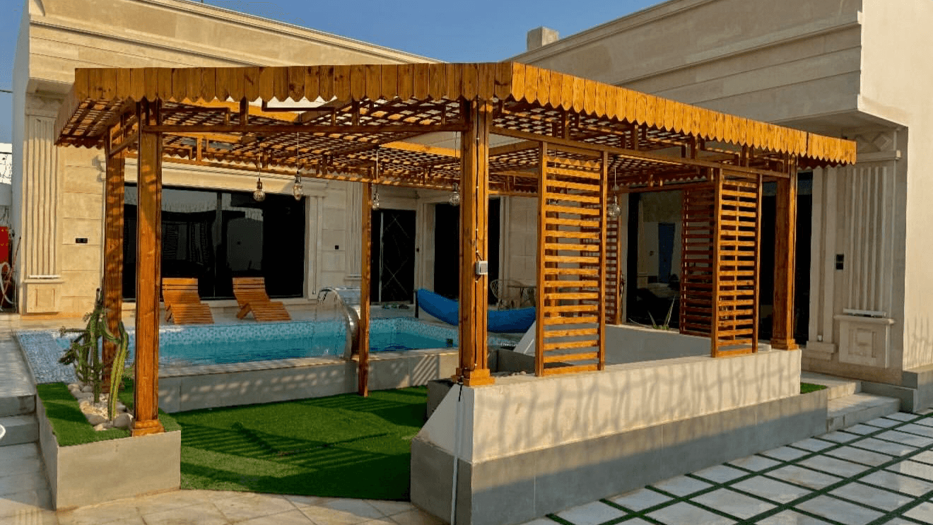 ویلا استخر روباز آبسرد در روستا دفاری قشم نما ویلا