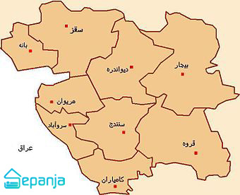 عکس نقشه استان کردستان