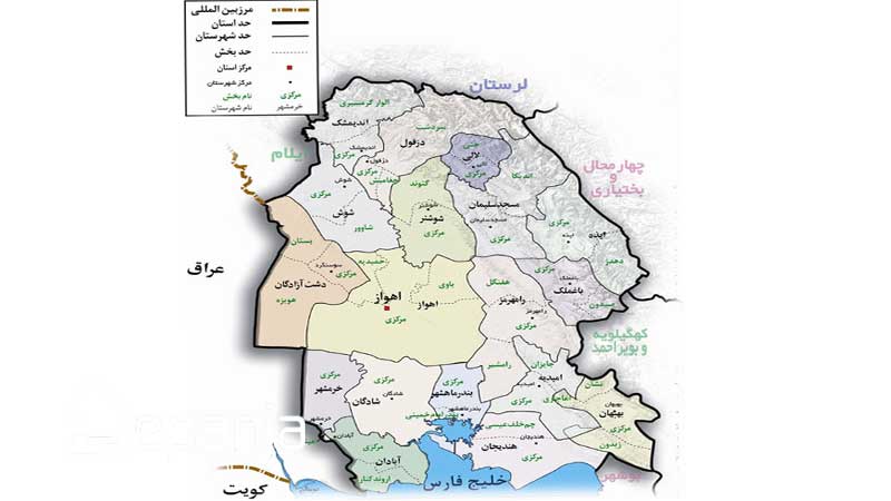 خوزستان روی نقشه