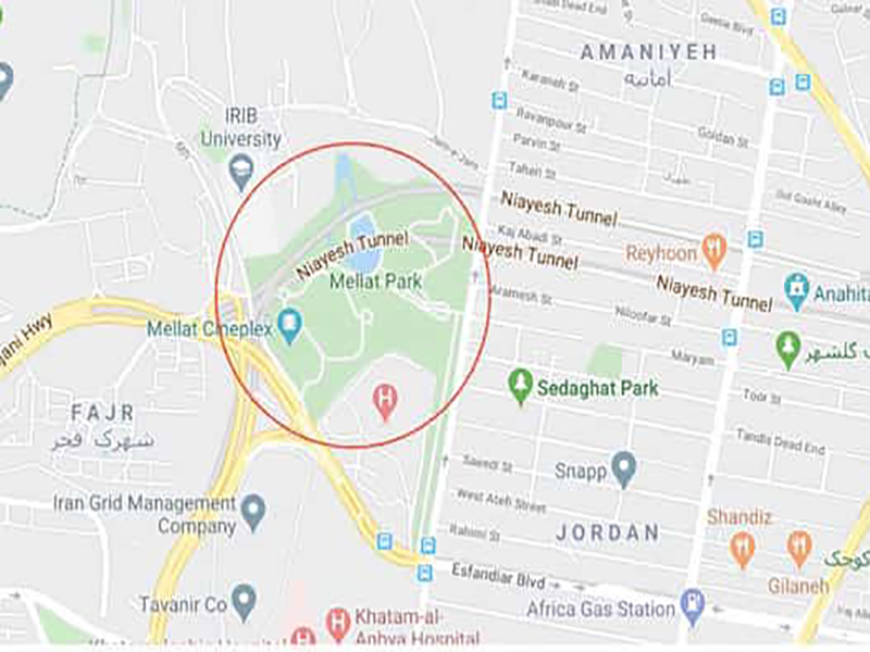 مسیر دسترسی به پارک ملت تهران